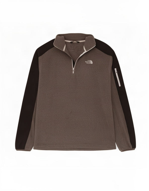 Męski sweter polarowy The North Face z zamkiem błyskawicznym, duży, szary, z blokami kolorów, poliester