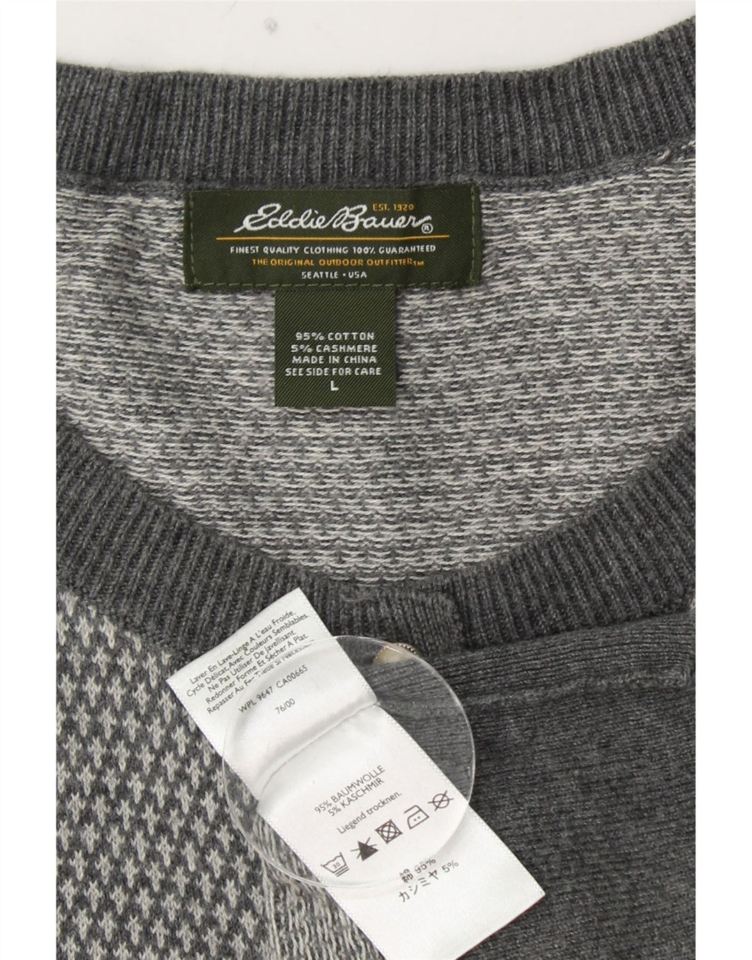 Sweter damski EDDIE BAUER UK 14, duży, szary, bawełniany