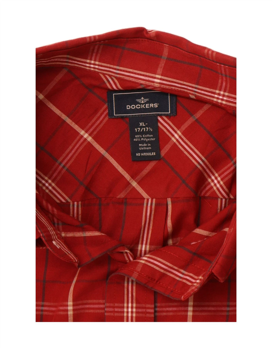 DOCKERS Mens Shirt Size 17 1/2 XL Red Check Cotton Vintage Dockers and Second-Hand Dockers from Messina Hembry 