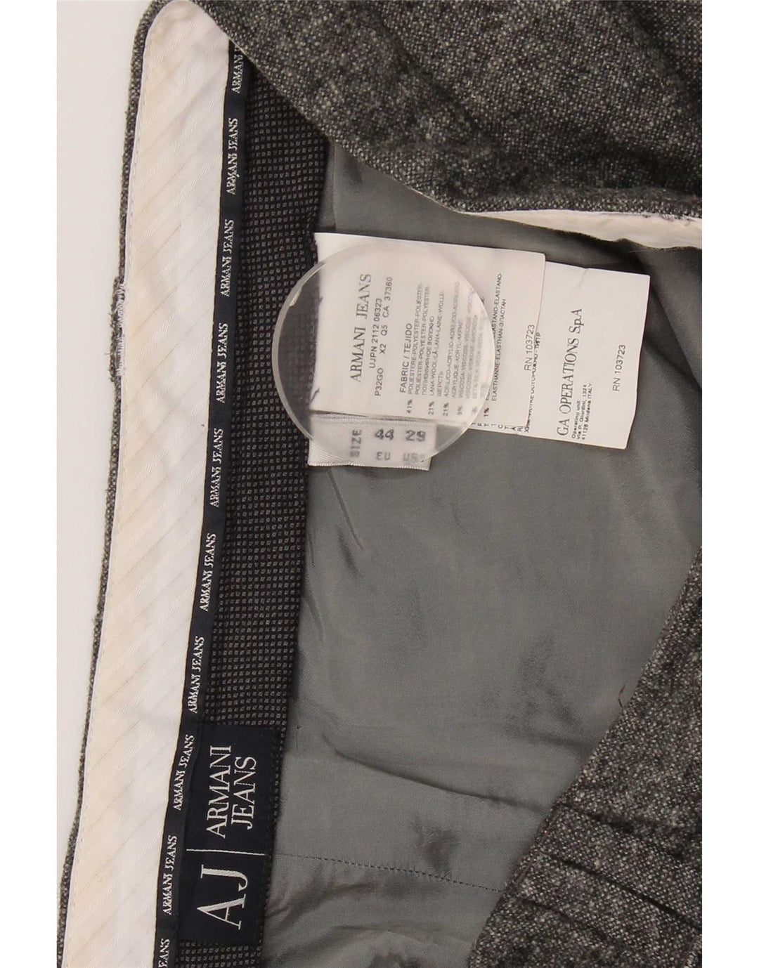Spodnie damskie Armani Slim Chino W29 L29 Szary poliester