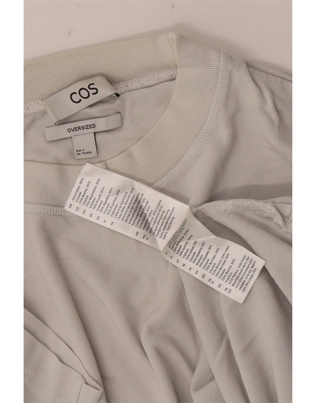 Cos Męski T-shirt oversize, mały, złamanej bieli, bawełniany