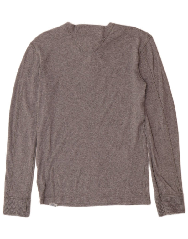 Superdry Mens Top Long Sleeve Medium Grey Cotton