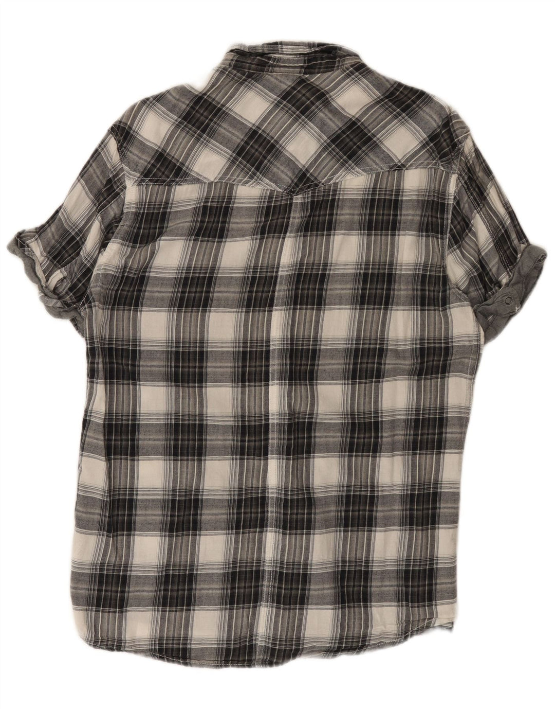 Męska koszula flanelowa Jack & Jones z krótkim rękawem, duża, szara, bawełniana w kratę