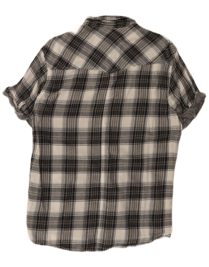 Męska koszula flanelowa Jack & Jones z krótkim rękawem, duża, szara, bawełniana w kratę