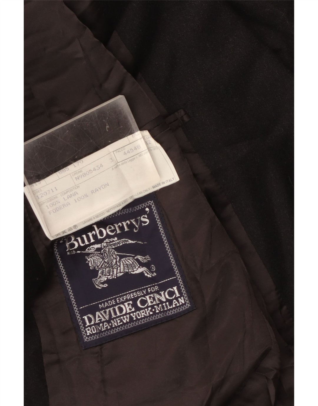 Męska marynarka zapinana na 3 guziki Burberrys IT 52, duża czarna wełna