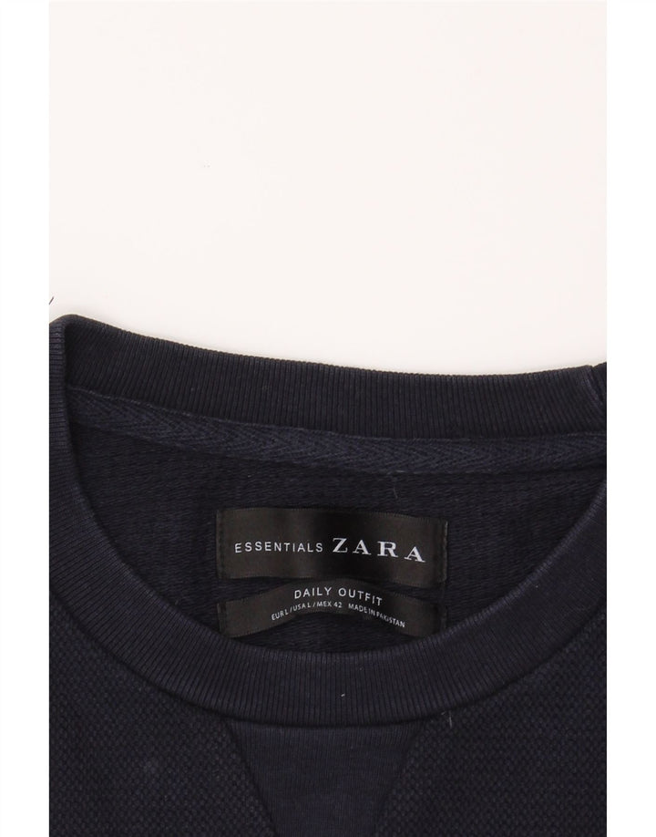 ZARA Mens Sweatshirt Jumper Large Navy Blue Vintage Zara and Second-Hand Zara from Messina Hembry 