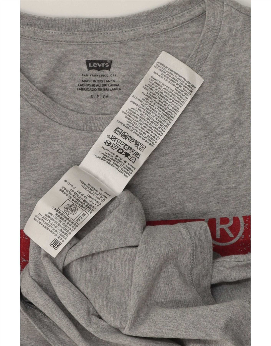 Męski T-shirt z grafiką Levi's, mały, szary, bawełniany