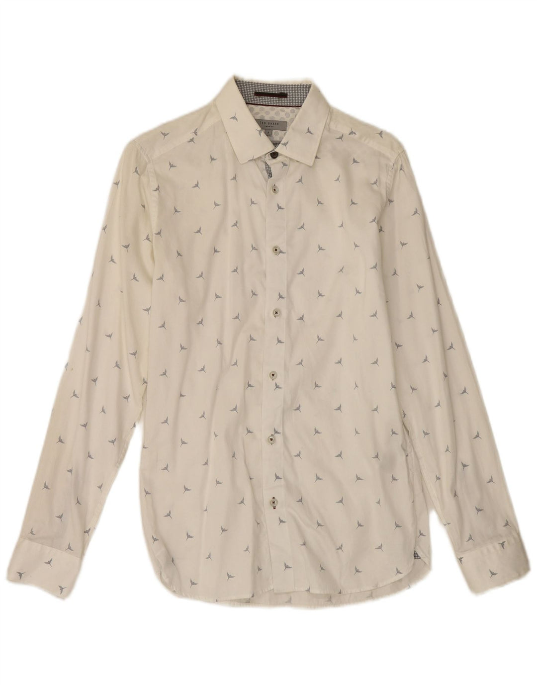 Koszula męska Ted Baker w abstrakcyjny wzór, rozmiar 2, mała, biała, bawełniana