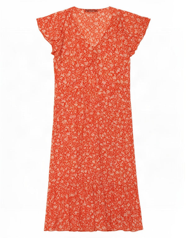 Marks & Spencer Damska wysoka sukienka maxi UK 16, duża, czerwona wiskoza w kwiaty