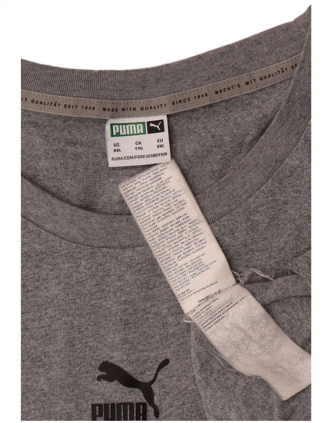 Męska koszulka z grafiką Puma Top 2XL Szara bawełna