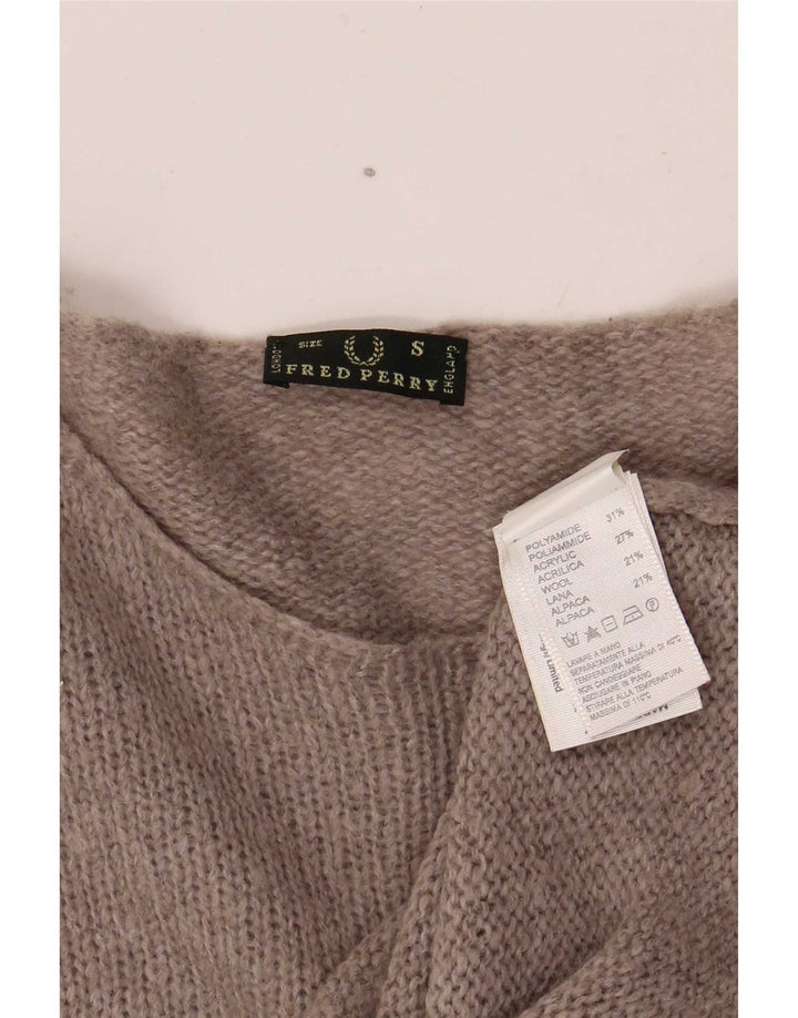 Damski sweter Fred Perry z dekoltem w łódkę UK 10 Small Szary poliamid