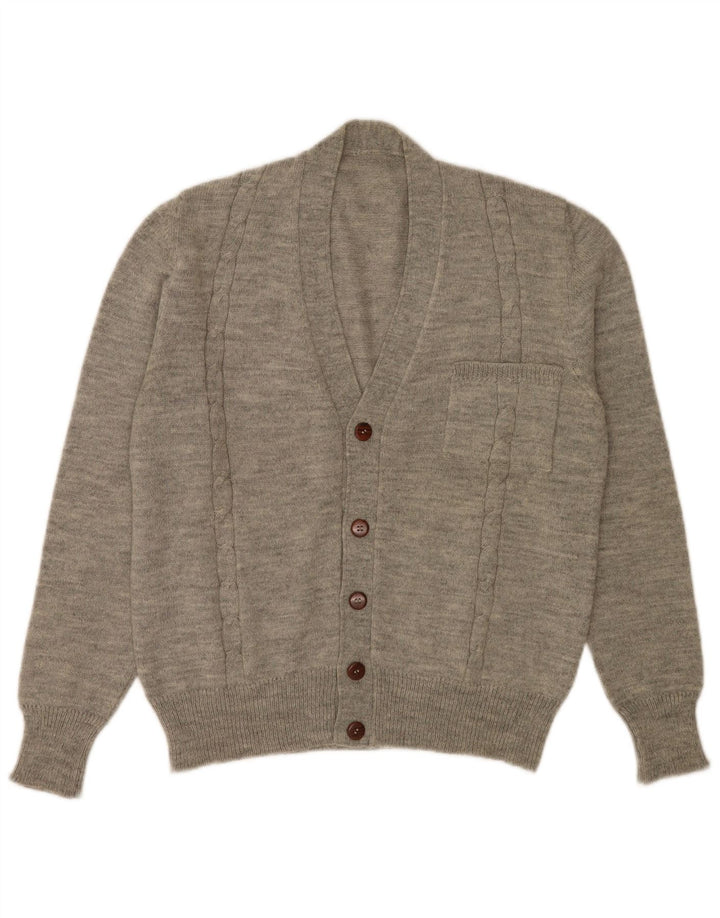 Sweter męski w stylu vintage, średnioszary, nakrapiany