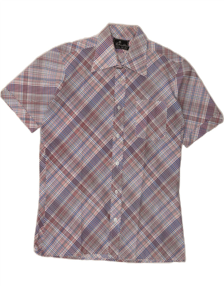 VINTAGE Mens Short Sleeve Shirt Medium Multicoloured Check Polyester Vintage Vintage and Second-Hand Vintage from Messina Hembry 