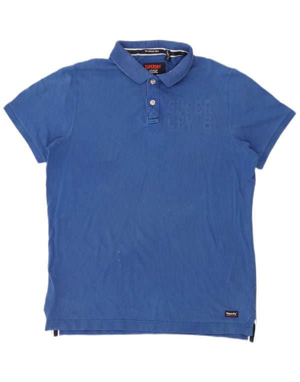 Męska koszulka polo Superdry z grafiką, 2XL, niebieska, bawełniana