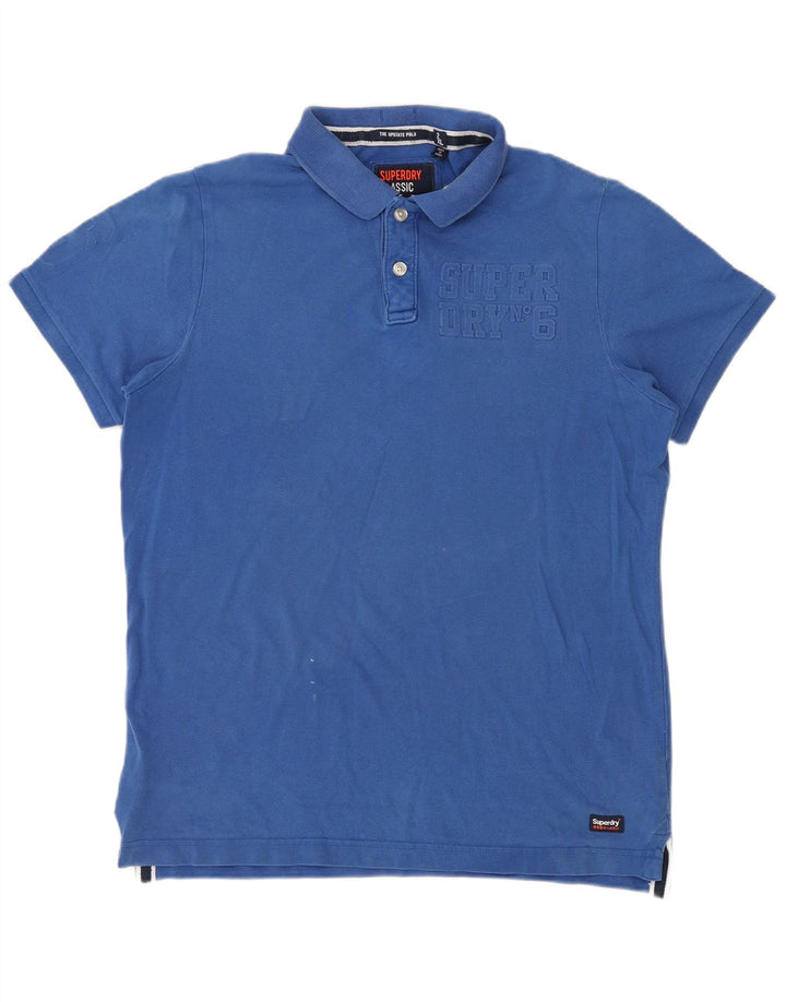 Męska koszulka polo Superdry z grafiką, 2XL, niebieska, bawełniana