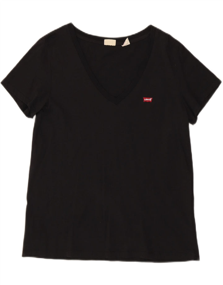 LEVI'S Womens T-Shirt Top UK 12 Medium Black Vintage Levi's and Second-Hand Levi's from Messina Hembry 