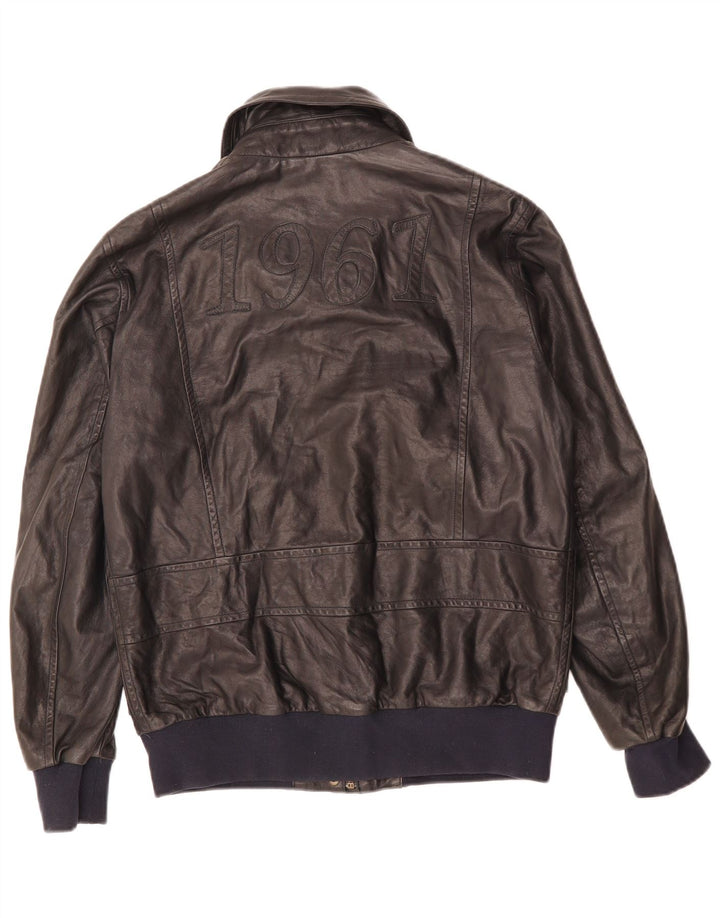 Damska kurtka graficzna AERONAUTICA MILITARE IT 42, średnia czarna skóra