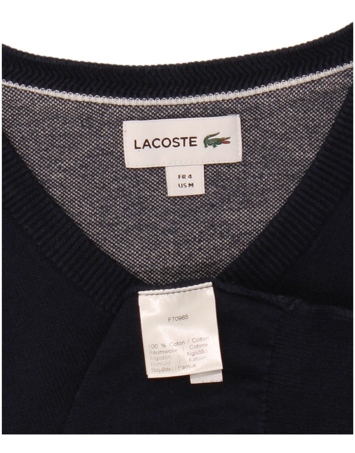 Męski sweter LACOSTE z dekoltem w kształcie litery V, rozmiar 4, średni granatowy, bawełniany