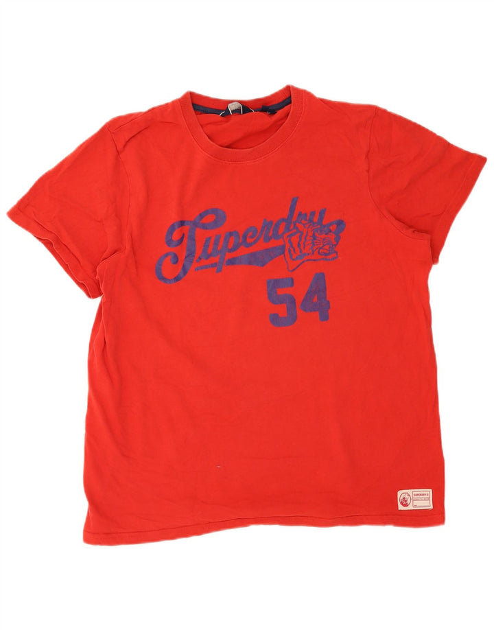 Męski T-shirt z grafiką Superdry, XL, czerwony, bawełniany