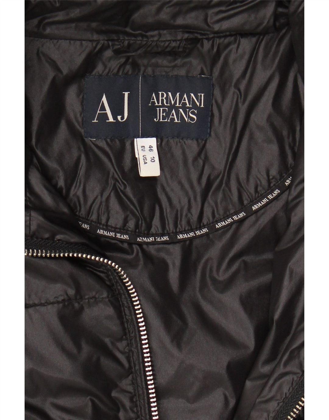 ARMANI JEANS Womens Padded Jacket US 10 Large Black Polyamide Vintage Armani Jeans and Second-Hand Armani Jeans from Messina Hembry 