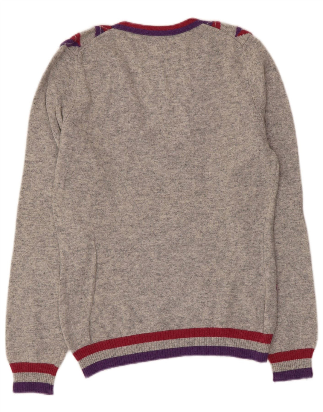 Sweter damski Sisley z dekoltem w szpic UK 10 Mały szary Argyle/Diament