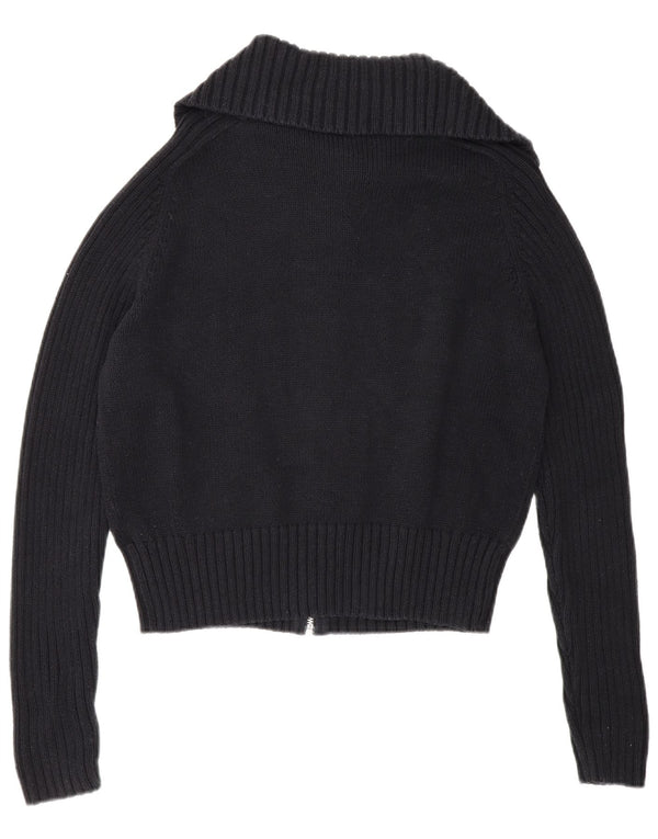 Marks & Spencer Womens Full Zip Cardigan Sweater UK 14 Large Navy Blue