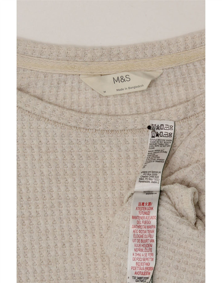 Marks & Spencer Damski top z długim rękawem UK 12, średni beż, wiskoza