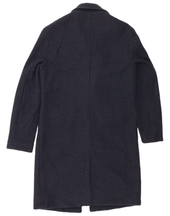 Zara Mens Overcoat UK 36 Small Navy Blue Polyester