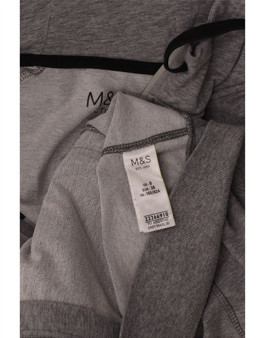 Marks & Spencer Damski sweter z kapturem i zamkiem, UK 8, mały, szary, nakrapiany