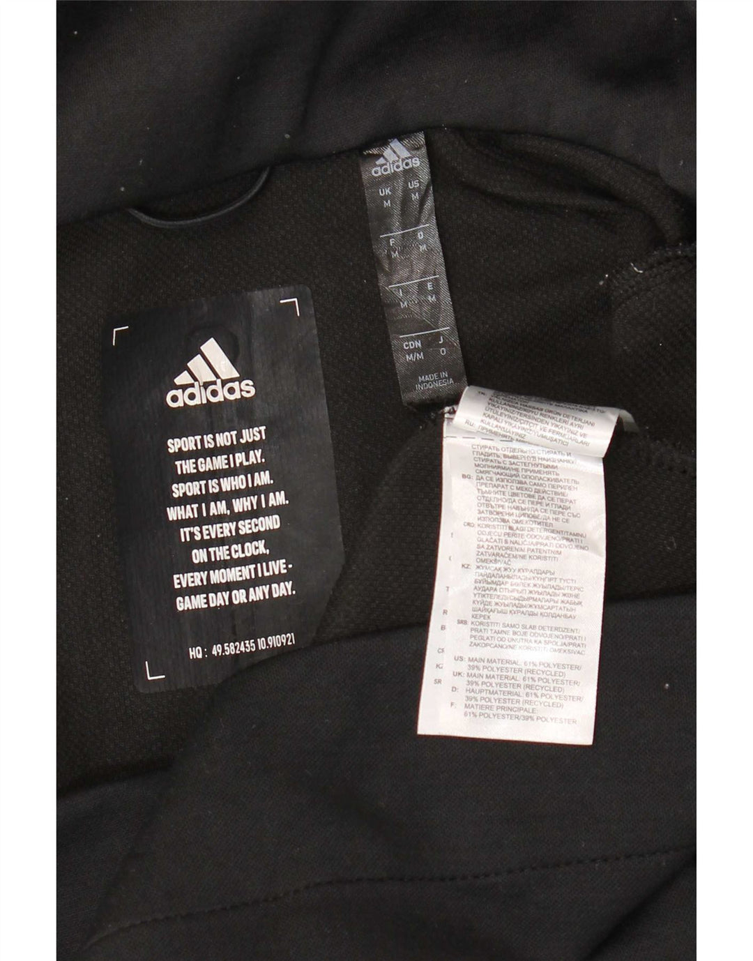 Męski sweter z kapturem i zamkiem Adidas, średni czarny, nakrapiany poliester