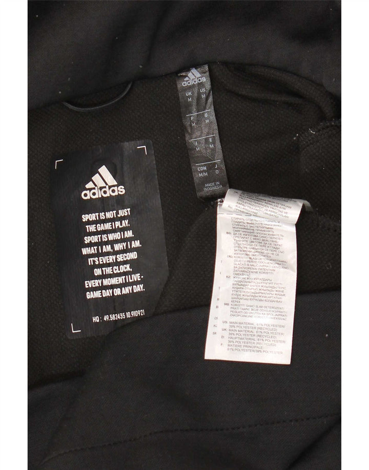 Męski sweter z kapturem i zamkiem Adidas, średni czarny, nakrapiany poliester
