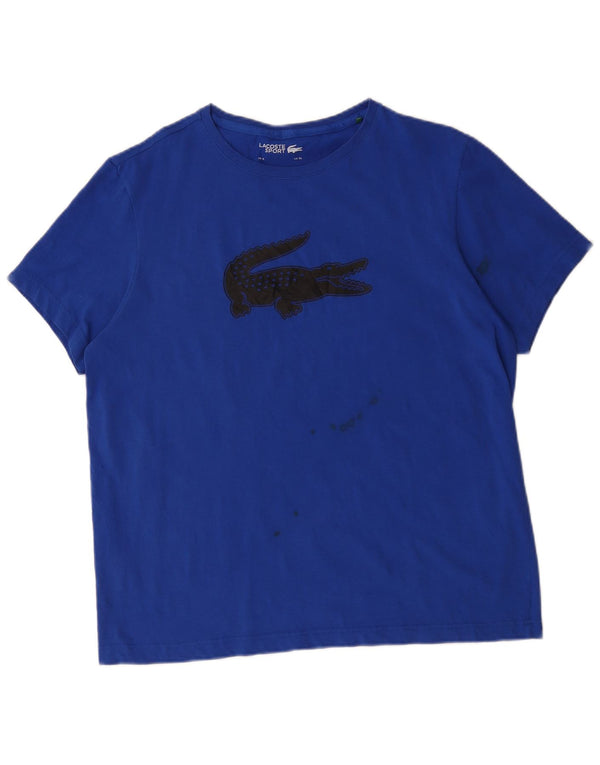 Męska koszulka z grafiką Lacoste, rozmiar 7 XL, niebieska bawełna
