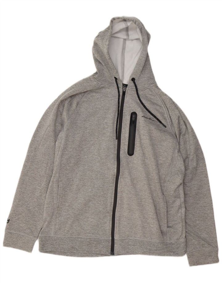 Męski sweter zapinany na zamek EDDIE BAUER, duży, szary poliester