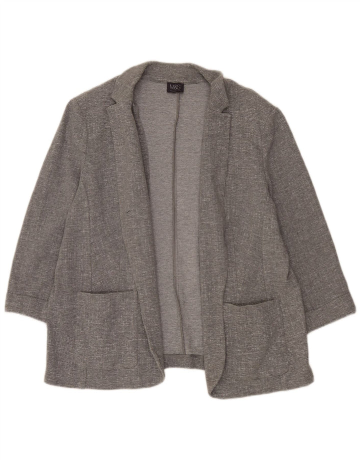 Marks & Spencer Damska marynarka z rękawami 3/4 i otwartymi, UK 20 2XL, szara bawełna