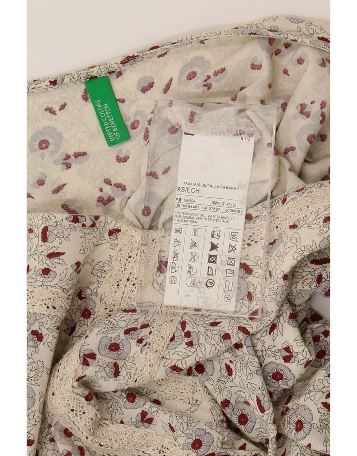 BENETTON Damska sukienka o linii A UK 6 XS w kolorze złamanej bieli w kwiaty, wiskoza