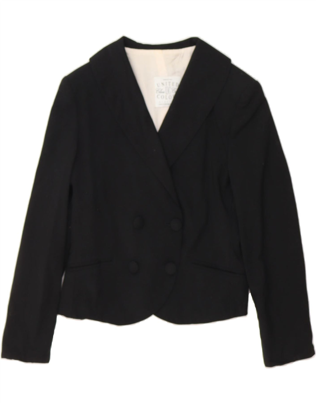 BENETTON Womens Double Breasted Blazer Jacket IT 42 Medium Black Vintage Benetton and Second-Hand Benetton from Messina Hembry 