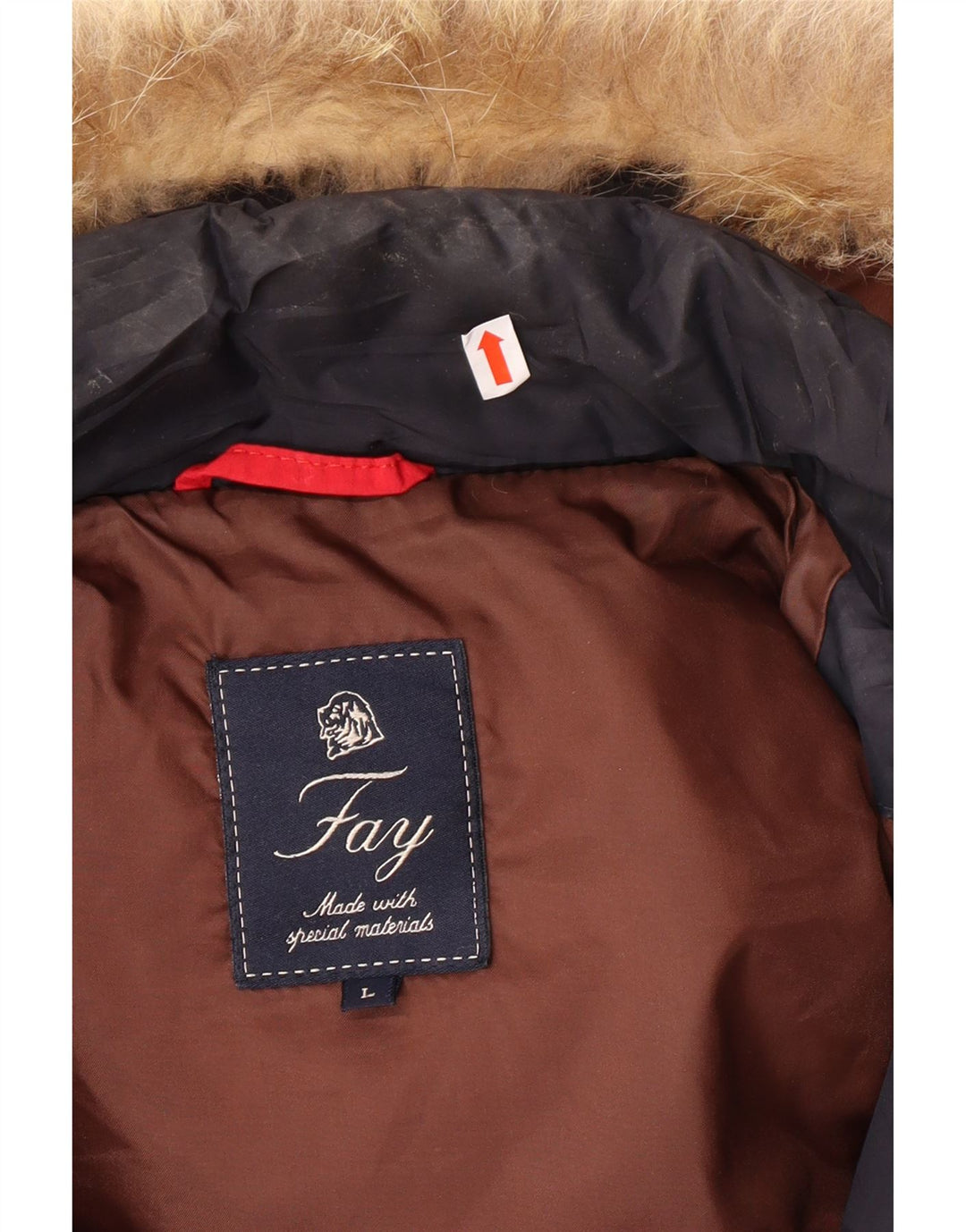 Męska ocieplana kurtka z kapturem FAY UK 40, duża, granatowa, z poliestru