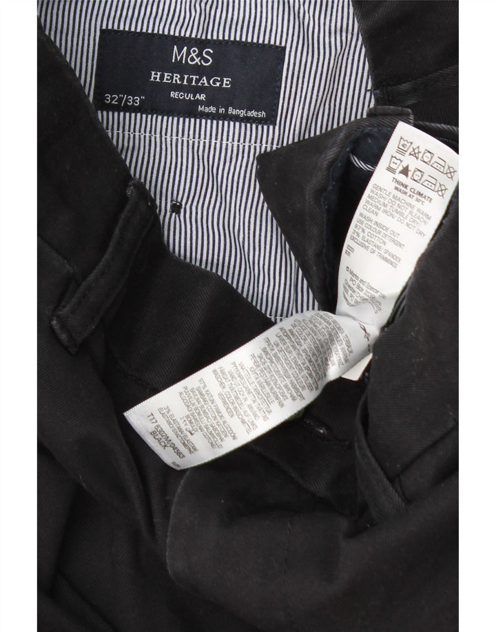 Męskie spodnie Chino Marks & Spencer Heritage Regular W32 L33 Czarna bawełna