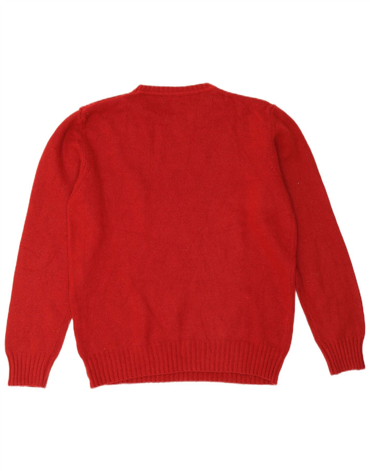 MASSIMO DUTTI Męski sweter z okrągłym dekoltem, duży, czerwony, wełniany