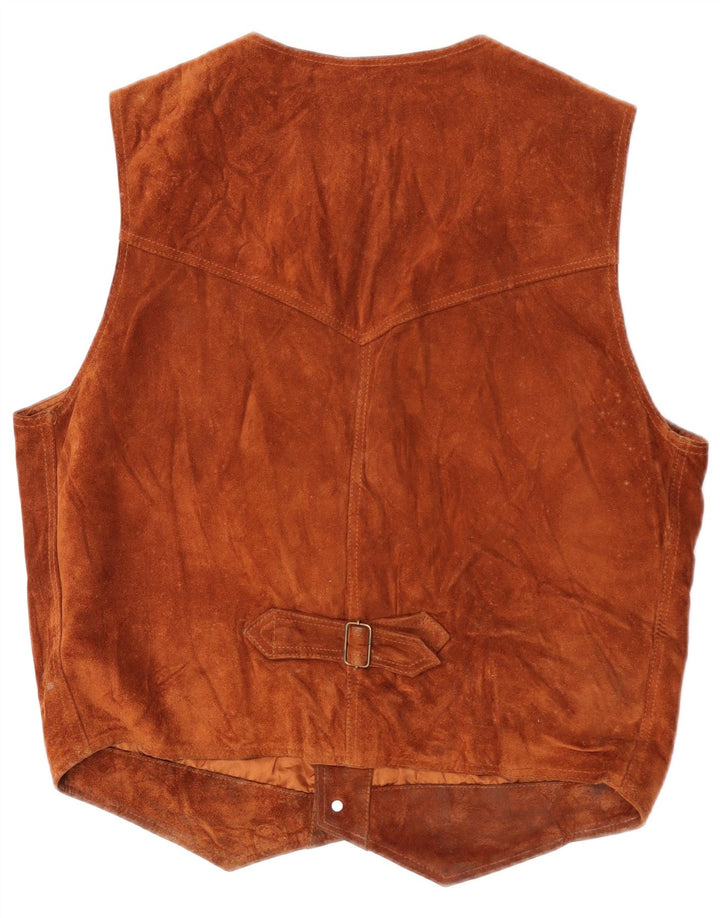 Zamszowa kamizelka męska XL w stylu vintage, brązowa