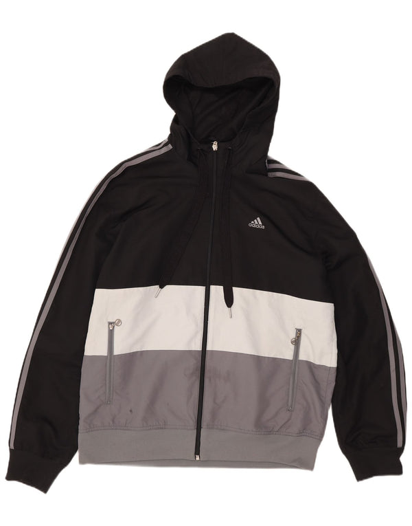 Męska bluza dresowa z kapturem Adidas, średnia czarna, poliester z blokami kolorów