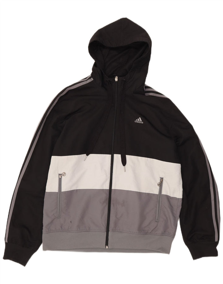 Męska bluza dresowa z kapturem Adidas, średnia czarna, poliester z blokami kolorów