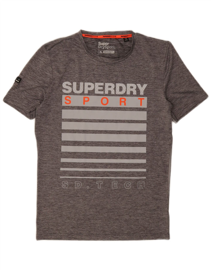 Męski T-shirt Superdry z grafiką, rozmiar XL, szary, nakrapiany