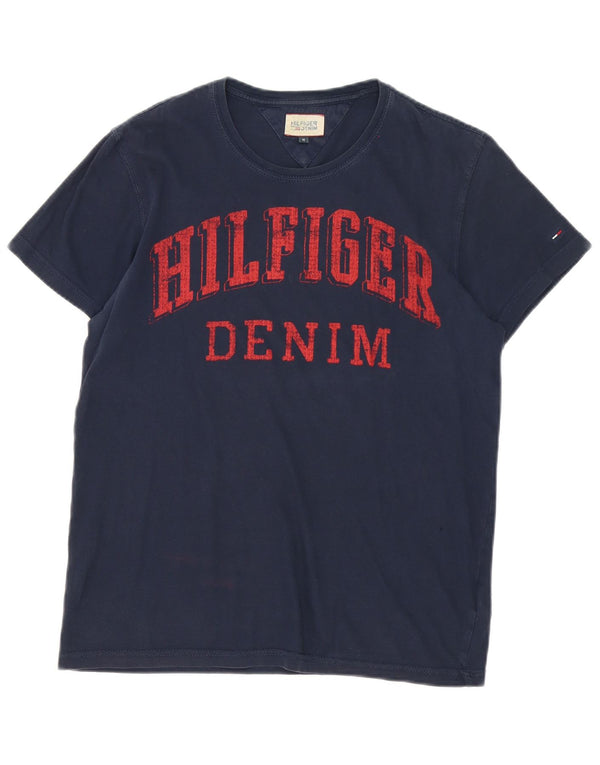 Męska koszulka z grafiką Tommy Hilfiger Top, średnia, granatowa bawełna