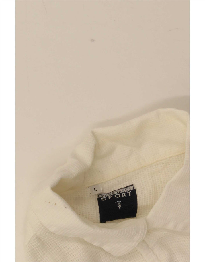 Męska koszula wierzchnia z rękawem 3/4 Trussardi, duża, biała