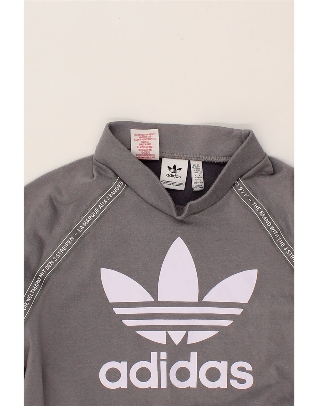 ADIDAS Boys Graphic Top Long Sleeve 14-15 Years Grey Polyester Vintage Adidas and Second-Hand Adidas from Messina Hembry 