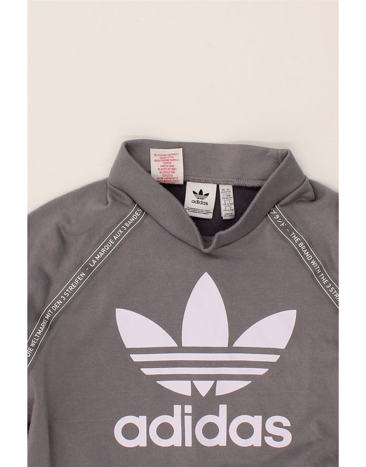 ADIDAS Boys Graphic Top Long Sleeve 14-15 Years Grey Polyester Vintage Adidas and Second-Hand Adidas from Messina Hembry 