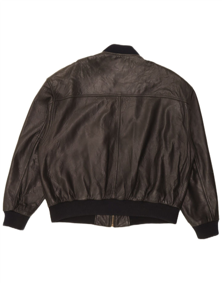 Męska kurtka skórzana Bomber Trapper UK 46 3XL Czarna skóra