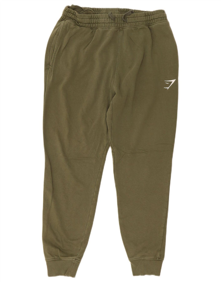 Męskie spodnie dresowe Gymshark, joggery, średnia bawełna khaki