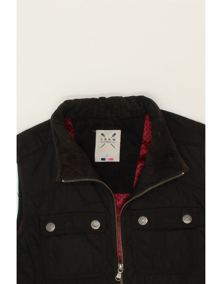 CREW CLOTHING Womens Quilted Gilet UK 6 XS Black Polyester Vintage Crew Clothing and Second-Hand Crew Clothing from Messina Hembry 